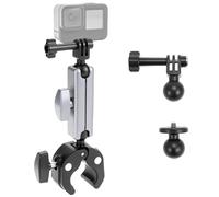 QWORK® Support de Action caméra, pour Moto, Guidon vélo, avec Double rotule rotative à 360°, Compatible avec Hero 13, 12, 11, 10 et Insta-360 X3