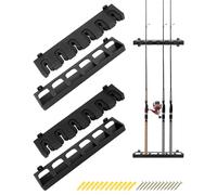 QWORK® Support de Canne à Pêche Vertical pour 6 Cannes - Montage Mural Noir