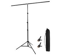 QWORK® Support de Fond 1,5 MX 2,6 m Support de Fond Photo trépied réglable avec étui de Transport et 2 Clips à Ressort, pour la Photographie de Produits, Le Portrait et l'enregistrement vidéo