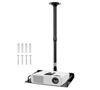 QWORK® Support de projecteur pour Montage au Plafond avec Guide-câble intégré, réglable en Hauteur de 38 à 60 cm - capacité de Charge 3 kg - pour projecteurs et caméras