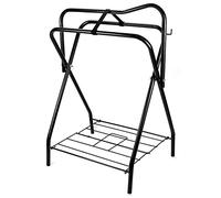 QWORK Support de selle de cheval occidental portable et léger en acier tubulaire solide, cadre robuste avec revêtement en poudre, support de support pour selles anglaises ou occidentales, châssis pliable en fil de fer