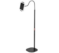 QWORK® Support de sol stable pour tablette en aluminium avec col de cygne réglable pour appareils de 4,7 à 13" - Col de cygne en silicone amélioré et base en métal épaissie