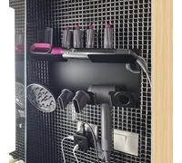 QWORK® Support Mural 2 en 1 Compatible avec sèche-Cheveux et Accessoires Dyson Airwrap & Dyson Supersonic, Alliage d'aluminium Noir Mat