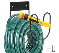 QWORK® Support Mural pour Tuyau d'arrosage, Support Robuste pour tuyaux d'arrosage, rallonges et tuyaux d'air, Noir