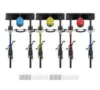 QWORK® Support mural pour vélo, porte velo mural réglable pour 6 vélos et 3 casques, pour garage, maison