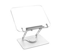 QWORK® Support ordinateur portable, support de lecture pliable en acrylique avec base réglable en hauteur et rotative à 360°, support de lecture portable pour bureau et cuisine