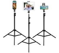 QWORK® Support trépied pour tablettes Pliable, Compatible avec 4.7-13" iPad Pro, Air, Mini, téléphones et Autres appareils, Hauteur de 54cm à 160cm, Rotation à 360°