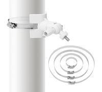 QWORK® Support Universel sur Poteau métallique avec 4 Boucles Ø50/100/150/200mm, Compatible avec Les caméras de Surveillance Arlo/Wyze/Eufycam - Blanc