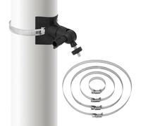 QWORK® Support Universel sur Poteau métallique avec 4 Boucles Ø50/100/150/200mm, Compatible avec Les caméras de Surveillance Arlo/Wyze/Eufycam - Noir