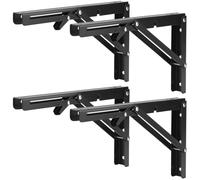 QWORK Supports d'étagère pliables robustes de 30,5 cm, charge maximale de 100 kg, acier inoxydable, verrouillage automatique, polyvalents pour les postes de travail, 4 projets de bricolage, et plus