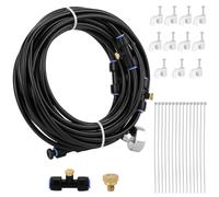 QWORK® Système de Brumisateur Exterieur, 8m Ligne de Brumisation Kit avec Buses de Brumisation Laiton et G3/4 Connecteur, pour l'irrigation de Terrasse, Jardin