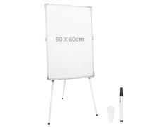 QWORK® Tableau Blanc, Tableau Blanc Trépied 90 x 60 cm, Tableau Effaçable à sec Réglable en Hauteur avec 5 Stylos, 1 Gomme pour Tableau Blanc, 2 Clous non Marquants