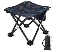QWORK® Tabouret Camping, 28 x 28 x 24 cm Tabouret Pliant avec Sac de Rangement, Tabouret Pliant Portable, pour Camping en Plein Air, Pêche, Pique-niques, Barbecues
