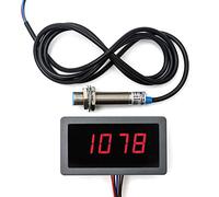 QWORK® Tachymètre d'Affichage Numérique, Compte-tours numérique 4 à LED chiffres de Digiten, Panneau de Compteur de Vitesse RPM Capteur NPN d'Effet Interrupteur Proximité