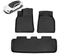 QWORK® Tapis de Sol 3D en Matériau 100% TPE - Compatible avec Tesla Model Y Modèles 2020-2024 - Doublure sur Mesure, Anti-Déformation, Antidérapant, Impermeable