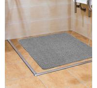 QWORK® Tapis Douche Antidérapant, Tapis de Douche 60x60 cm, PVC Tapis Douche avec Trous de Drainage, Tapis Douche Absorbant Gris