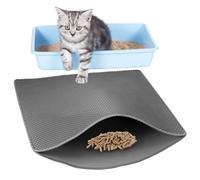 QWORK® Tapis Litiere Chat, 90 x 76 cm Double Couche Tapis Chat Litiere avec Trous en nid d'abeille, EVA Antidérapant Tapis Chat