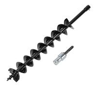 QWORK® Tariere thermique, tarière de terrain ⌀ 100 mm perceuse avec adaptateur, 80 cm longueur, pour forage de trous et plantations d'arbres