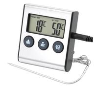 QWORK® Thermomètre Cuisine Numérique - Sonde, Fonction minuterie, Écran LCD - pour Cuisson au Four et Barbecue