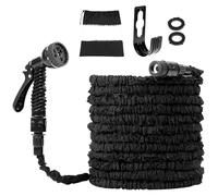 QWORK® Tuyau arrosage extensible extensible 30 m, tuyau d'eau flexible et étanche avec pistolet de pulvérisation à 7 fonctions et raccords