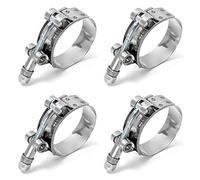 QWORK® Tuyau Clips, Colliers de Serrage à Boulon en T, t-Bolt Colliers, Acier Inoxydable, pour Famille Tuyau d'eau, réservoir de gaz, Tube d'automobiles, 46-52mm, Lot de 4