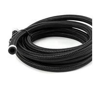 QWORK Tuyau de conduite de carburant tressé 6 ans, tuyau d'injection de pression, tuyau de carburant noir de 3 m à 6 AN pour tuyau de 0.95 cm, utilisé pour le gaz, l'huile moteur, l'hydraulique