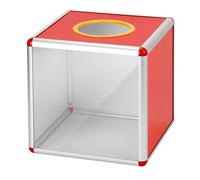 QWORK® Urne transparente 25 cm avec fente, boîte de collecte avec cadre en aluminium et panneaux acryliques, pour vote, suggestions, dons et formulaires