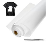 QWORK® Vinyle Rouleau 30,5 cm x 10 m pour Textile, Vinyle Permanent Blanc Brillant pour DIY Tissu, Vêtements, Sacs