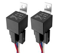 QWORK® Voiture Relais, 5 broches SPDT Relais, Kits de relais robustes avec prise et faisceau de câbles pour voiture, Commutateurs et Démarreurs de Service Lourd,12V 40A, Paquet de 2