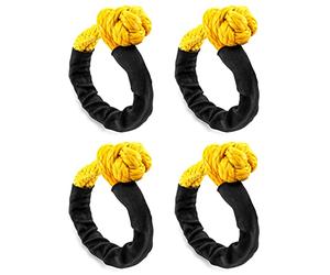 QWORK WD8873 Lot de 4 manilles synthétiques Souples pour remorquage de Route, Voile, VTT, Camion, 1,27 cm x 50,8 cm, résistance à la Rupture de 19,1 kg, Noir