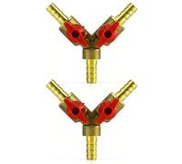 QWORK® Y Connecteur de Tuyau 3 Voies séparateur, Alliage de Laiton et de Zinc, 8 mm Valve à Bille pour Eau, Huile et gaz pour arrosage de Jardin(2 pièce)
