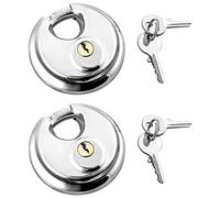 QWROK Lot de 2 Cadenas avec Manille en Acier Inoxydable Verrouillage du Disque 2 Clés, Cadenas Extérieur Cadenas Résistant aux Intempéries