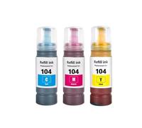 QWsdR Bouteille d'encre de Recharge à Base d'eau Compatible en Vrac Compatible avec ET-2710 ET-2720 ET-4700 ET-2865 Printers 104 Couleurs(3PCS Colors)