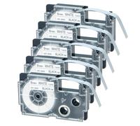 QWsdR Étiquettes Standard 9mm X 8m, 5PK, Noir sur Blanc, compatibles avec l'imprimante d'étiquettes AR-9WE KL-60 KL-120 KL-HD1 KL-P350W KL-430