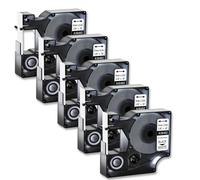 QWsdR Paquet de 5 étiquettes permanentes en Polyester 9 12 mm compatibles avec 4200 5200 Noir sur Blanc