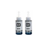 QWsdR Recharge d'encre de Colorant à Base d'eau Compatible en Vrac Compatible avec L805 L850 L810 L800 L1800 imprimantes T673 T6731(2Bottle-BK)