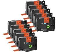 QWsdR Ruban d'étiquettes laminé Fluorescent, Paquet de 5 ou 10, 6 à 24 Mm, Compatible avec l'imprimante d'étiquettes TZE B31 C31 D31 PT D600 400AD 450 P900W(10P Fluo Orange)