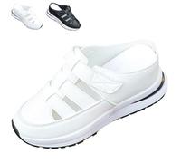 QWSYGH Womens Orthopedic Wedge Slippers, Comfortable Hollow Out Breathable Closed Toe Slip on Wedge Block Heels Slipper (White,40)