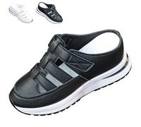 QWSYGH Womens Orthopedic Wedge Slippers, Comfortable Hollow Out Breathable Closed Toe Slip on Wedge Block Heels Slipper (Black,38)
