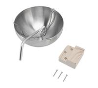 QWUUYEC Bol de Sauna en Acier Inoxydable avec Support en Bois, d'Arôme Suspendue L 20cm - Diffuseur d'Huile Essentielle, Conception Pivotante, Usage pour Sauna Traditionnel et Infrarouge