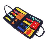 QWUUYEC Busy Board Montessori en Feutre Bleu Foncé, Jeu Sensoriel Éducatif pour Enfants, Outil d’Apprentissage et d’Entraînement Autisme - Durable et Portable, Développe Concentration et