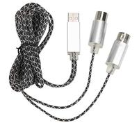 QWUUYEC Câble MIDI 70,9in avec Convertisseur USB IN - OUT, Interface 16 Canaux, Indicateur Lumineux - Connexion PC/Fiable, Métal et Plastique Robuste, Compatible Logiciels Musicaux