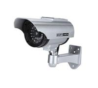 QWUUYEC Caméra Factice Solaire Extérieure Faux CCTV, LED Rouge, Argent - Apparence Réaliste, Pivot Réglable, Sécurité Anti - Intrusion (Argent)