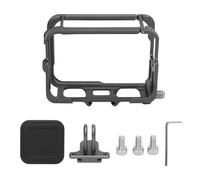 QWUUYEC Frame Mount Housing Case Aluminium Alloy, 2 Cold Shoe, Lens Cap, Vertical Horizontal Support pour Caméra d'action - Protection Optimale, Polyvalence Angle Portrait et Paysage,