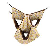 QWUUYEC Hamac Suspendu pour Petit Animal, Trois Niveaux, Sac de Couchage Chaud, Flanelle Jaune - Confort Optimal, Espace de Jeu et Repos, pour Hamster et Petits Rongeurs (Jaune)