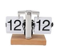 QWUUYEC Horloge Coucou Mécanique, Horloge Digitale Rétro à Chiffres à Bascule, 24 Heures, Base en Bois Blanche - Design Vintage Élégant, Réglage Facile, Décoration Maison et Bureau