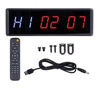 QWUUYEC Horloge de minuterie LED - Double Affichage 24/12 Heures avec télécommande, 10 Groupes de synchronisation alternatifs, y Compris Tabata FGB, Compter à 99: 59,99, Crochet à Montage