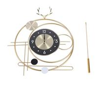 QWUUYEC Horloge Murale Digitale Numérique, Pendule Murale Métal avec Balancier en Forme de Bois de Cerf, Grand Cadre Géométrique Doré - Design Scandinave Moderne, Mécanisme Silencieux,