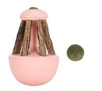 QWUUYEC Jouet Chat avec Balle à Herbe à Chat, Exercice et Nettoyage Dentaire, Taille 11cm, Couleurs Bleu et Rose - Réduit Le Stress, Favorise l'Hygiène Buccale, Jeu Interactif pour Chat (Rose)