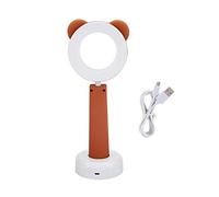 QWUUYEC Lampe de Bureau LED Jaune, Lampe de Table Pliable avec Recharge USB, 3 Modes d'Éclairage, Design Léger en PS Écologique - Économie d'Énergie, Angle Réglable, Idéale pour Lecture (Brun)